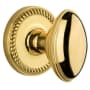 Grandeur Newport Solid Brass Rose Passage Door Knob Set with Eden Prairie Knob and 2-3/4" Backset Lifetime Brass