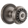 Grandeur Newport Solid Brass Rose Passage Door Knob Set with Parthenon Knob and 2-3/4" Backset Antique Pewter