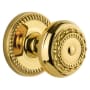 Grandeur Newport Solid Brass Rose Passage Door Knob Set with Parthenon Knob and 2-3/4" Backset Polished Brass