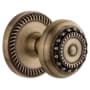Grandeur Newport Solid Brass Rose Passage Door Knob Set with Parthenon Knob and 2-3/4" Backset Vintage Brass