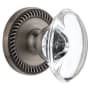 Grandeur Newport Solid Brass Rose Passage Door Knob Set with Provence Crystal Knob and 2-3/4" Backset Antique Pewter
