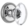 Grandeur Newport Solid Brass Rose Passage Door Knob Set with Provence Crystal Knob and 2-3/4" Backset Bright Chrome