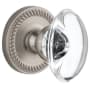 Grandeur Newport Solid Brass Rose Passage Door Knob Set with Provence Crystal Knob and 2-3/4" Backset Satin Nickel
