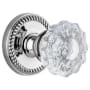 Grandeur Newport Solid Brass Rose Passage Door Knob Set with Versailles Crystal Knob and 2-3/4" Backset Bright Chrome