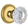 Grandeur Newport Solid Brass Rose Passage Door Knob Set with Versailles Crystal Knob and 2-3/4" Backset Lifetime Brass