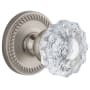Grandeur Newport Solid Brass Rose Passage Door Knob Set with Versailles Crystal Knob and 2-3/4" Backset Satin Nickel