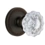 Grandeur Newport Solid Brass Rose Passage Door Knob Set with Versailles Crystal Knob and 2-3/4" Backset Timeless Bronze