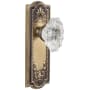 Grandeur Parthenon Solid Brass Rose Passage Door Knob Set with Biarritz Crystal Knob and 2-3/4" Backset Vintage Brass
