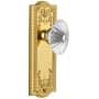 Grandeur Parthenon Solid Brass Rose Passage Door Knob Set with Burgundy Crystal Knob and 2-3/4" Backset Polished Brass