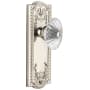 Grandeur Parthenon Solid Brass Rose Passage Door Knob Set with Burgundy Crystal Knob and 2-3/4" Backset Polished Nickel