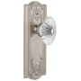 Grandeur Parthenon Solid Brass Rose Passage Door Knob Set with Burgundy Crystal Knob and 2-3/4" Backset Satin Nickel