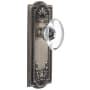 Grandeur Parthenon Solid Brass Rose Passage Door Knob Set with Provence Crystal Door Knob Set and 2-3/4" Backset Antique Pewter