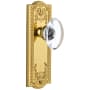 Grandeur Parthenon Solid Brass Rose Passage Door Knob Set with Provence Crystal Door Knob Set and 2-3/4" Backset Polished Brass