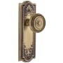 Grandeur Parthenon Solid Brass Rose Passage Door Knob Set with Soliel Door Knob Set and 2-3/4" Backset Vintage Brass