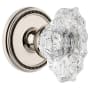 Grandeur Soleil Solid Brass Rose Passage Door Knob Set with Biarritz Crystal Knob and 2-3/4" Backset Polished Nickel