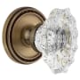 Grandeur Soleil Solid Brass Rose Passage Door Knob Set with Biarritz Crystal Knob and 2-3/4" Backset Vintage Brass