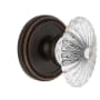 Grandeur Soleil Solid Brass Rose Passage Door Knob Set with Burgundy Crystal Knob and 2-3/4" Backset Timeless Bronze