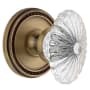 Grandeur Soleil Solid Brass Rose Passage Door Knob Set with Burgundy Crystal Knob and 2-3/4" Backset Vintage Brass
