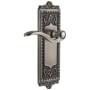 Grandeur Windsor Solid Brass Rose Right Handed Passage Door Lever Set with Bellagio Lever and 2-3/4" Backset Antique Pewter