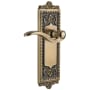 Grandeur Windsor Solid Brass Rose Right Handed Passage Door Lever Set with Bellagio Lever and 2-3/4" Backset Vintage Brass