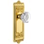 Grandeur Windsor Solid Brass Rose Passage Door Knob Set with Chambord Crystal Knob and 2-3/4" Backset Lifetime Brass