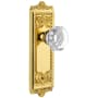 Grandeur Windsor Solid Brass Rose Passage Door Knob Set with Chambord Crystal Knob and 2-3/4" Backset Polished Brass