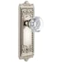 Grandeur Windsor Solid Brass Rose Passage Door Knob Set with Chambord Crystal Knob and 2-3/4" Backset Polished Nickel