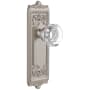 Grandeur Windsor Solid Brass Rose Passage Door Knob Set with Chambord Crystal Knob and 2-3/4" Backset Satin Nickel