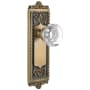 Grandeur Windsor Solid Brass Rose Passage Door Knob Set with Chambord Crystal Knob and 2-3/4" Backset Vintage Brass