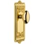 Grandeur Windsor Solid Brass Rose Passage Door Knob Set with Eden Prairie Knob and 2-3/4" Backset Polished Brass
