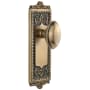 Grandeur Windsor Solid Brass Rose Passage Door Knob Set with Eden Prairie Knob and 2-3/4" Backset Vintage Brass