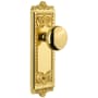 Grandeur Windsor Solid Brass Rose Passage Door Knob Set with Fifth Avenue Knob and 2-3/4" Backset Polished Brass