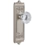 Grandeur Windsor Solid Brass Rose Passage Door Knob Set with Fontainebleau Crystal Knob and 2-3/4" Backset Satin Nickel