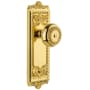 Grandeur Windsor Solid Brass Rose Passage Door Knob Set with Parthenon Knob and 2-3/4" Backset Polished Brass
