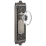 Grandeur Windsor Solid Brass Rose Passage Door Knob Set with Provence Crystal Knob and 2-3/4" Backset Antique Pewter