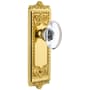 Grandeur Windsor Solid Brass Rose Passage Door Knob Set with Provence Crystal Knob and 2-3/4" Backset Polished Brass