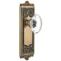 Grandeur Windsor Solid Brass Rose Passage Door Knob Set with Provence Crystal Knob and 2-3/4" Backset Vintage Brass