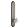 Grandeur Arc Solid Brass Tall Plate Rose Passage Door Knob Set with Chambord Crystal Knob and 2-3/4" Backset Antique Pewter