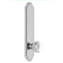 Grandeur Arc Solid Brass Tall Plate Rose Passage Door Knob Set with Chambord Crystal Knob and 2-3/4" Backset Bright Chrome