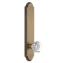 Grandeur Arc Solid Brass Tall Plate Rose Passage Door Knob Set with Chambord Crystal Knob and 2-3/4" Backset Vintage Brass