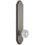 Grandeur Arc Solid Brass Tall Plate Rose Passage Door Knob Set with Versailles Crystal Knob and 2-3/4" Backset Antique Pewter