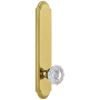 Grandeur Arc Solid Brass Tall Plate Rose Passage Door Knob Set with Versailles Crystal Knob and 2-3/4" Backset Polished Brass