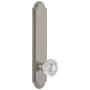 Grandeur Arc Solid Brass Tall Plate Rose Passage Door Knob Set with Versailles Crystal Knob and 2-3/4" Backset Satin Nickel