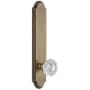 Grandeur Arc Solid Brass Tall Plate Rose Passage Door Knob Set with Versailles Crystal Knob and 2-3/4" Backset Vintage Brass
