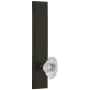 Grandeur Carre Solid Brass Tall Plate Rose Passage Door Knob Set with Biarritz Crystal Knob and 2-3/4" Backset Timeless Bronze