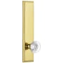 Grandeur Carre Solid Brass Tall Plate Rose Passage Door Knob Set with Bordeaux Crystal Knob and 2-3/4" Backset Polished Brass