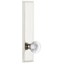 Grandeur Carre Solid Brass Tall Plate Rose Passage Door Knob Set with Bordeaux Crystal Knob and 2-3/4" Backset Polished Nickel