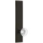 Grandeur Carre Solid Brass Tall Plate Rose Passage Door Knob Set with Bordeaux Crystal Knob and 2-3/4" Backset Timeless Bronze