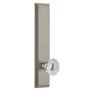 Grandeur Fifth Avenue Solid Brass Tall Plate Passage Door Knob Set with Fontainebleau Crystal Knob and 2-3/4" Backset Satin Nickel