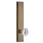 Grandeur Fifth Avenue Solid Brass Tall Plate Passage Door Knob Set with Fontainebleau Crystal Knob and 2-3/4" Backset Vintage Brass